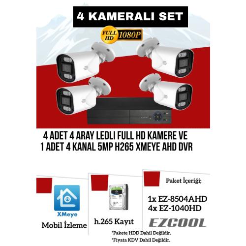 EZCOOL EZ-8504AX-SET 2MP x 4 KAMERA - 4 KANAL 5MP DVR